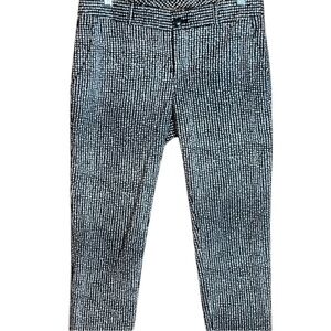 BANANA REPUBLIC Black/White Dot Patterned Cotton Cropped Stretch Chinos 10